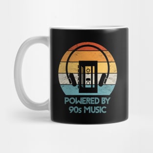 Powered by 90s Music: Retro Cassette Tape Player & Headphones Design Mug